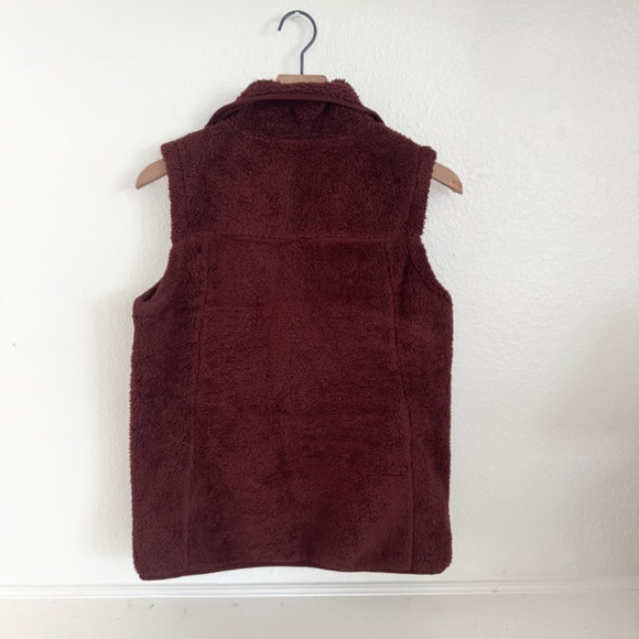 North Face Campshire Vest Burgundy Brown Sherpa Fleece - Picture 2 of 4